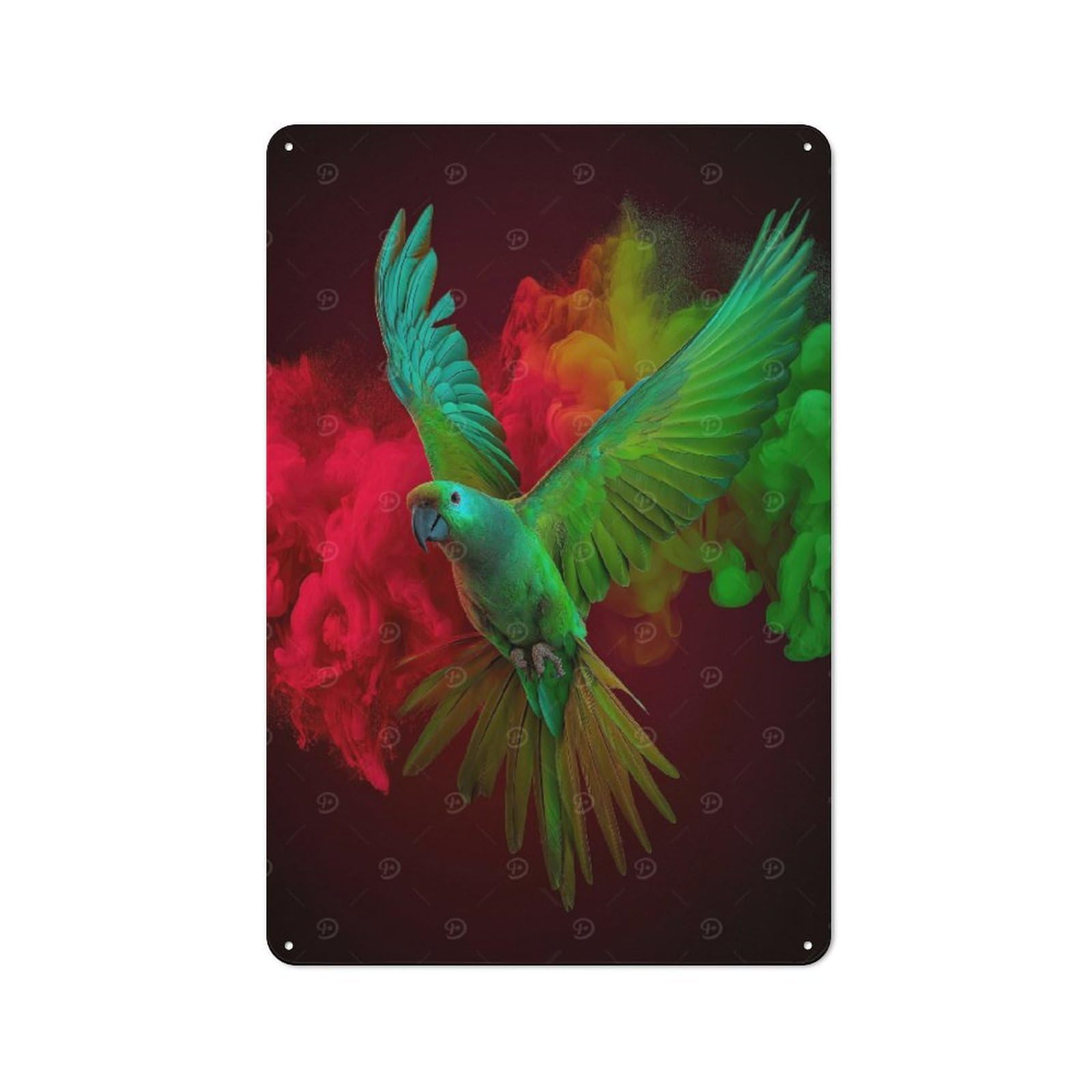 Junmoney Rasta Green Parrot Retro-Style Metal Plaque 30X20cm For Garage Or Workshop, For Garage, Workshop And Man Cave Decoration