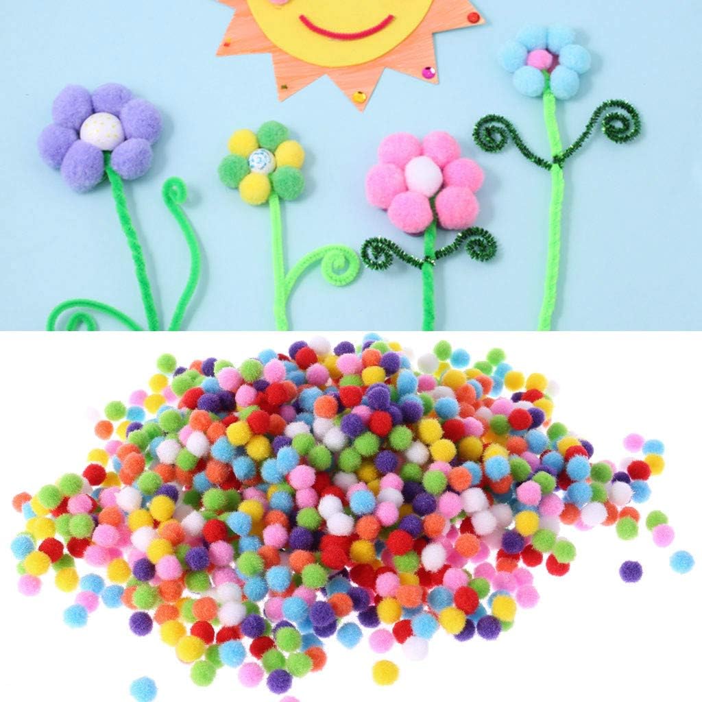 1000Pcs Soft Round Craft Pompoms Mixed Color Pom Poms 10mm Craft