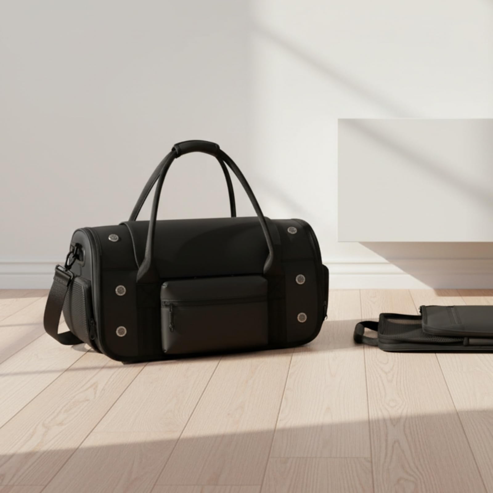 kowaku Trasportino Portatile Borsa Trasporto Gatto Cane Piccolo Borsone Morbido Gabbia Viaggio Tessuto Oxford Aerazione a Pannelli con Manico Tracolla E, Bianco Riso, 20 Pollici