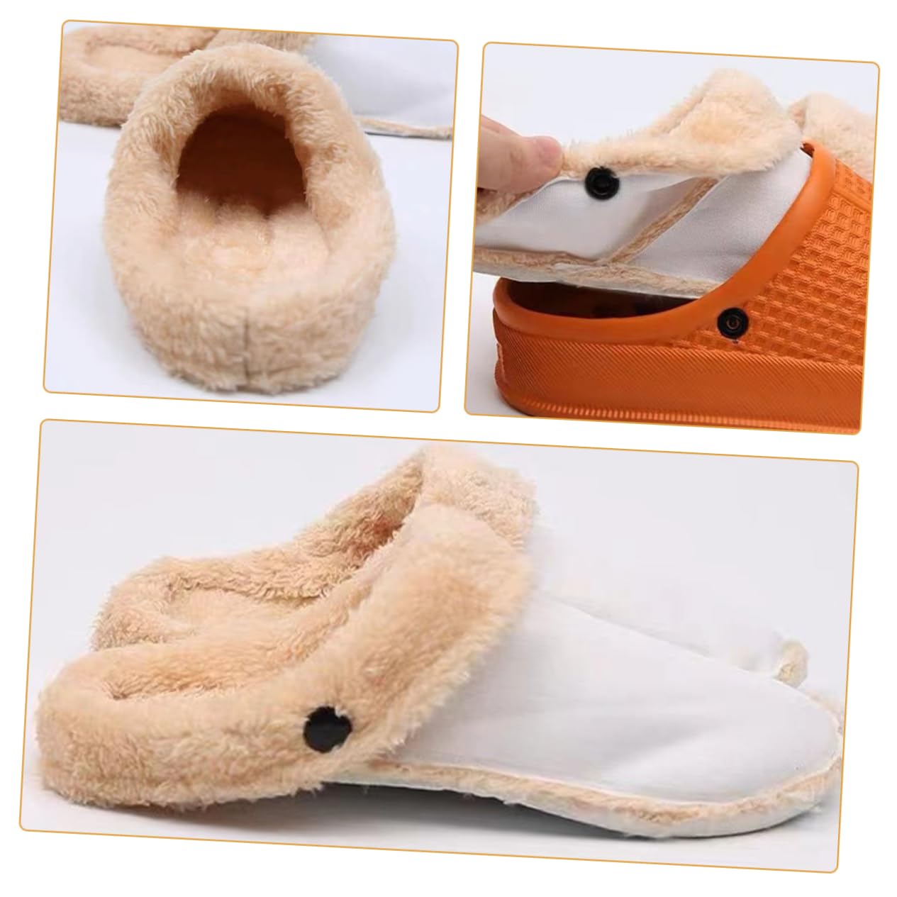 4pares Plantillas De Peluche Para Zuecos Forros Invierno Desmontables y Cálidos Inserciones Para Zapatillas De Casa Cómodas y Prácticas