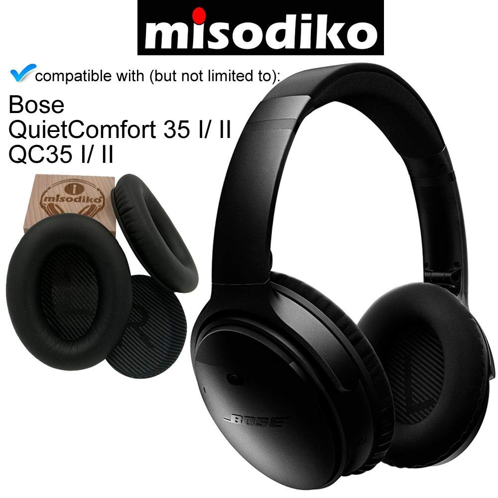 Anei Cuscinetti Di Ricambio Per Bose QC35 E QC35 II – Auricolari In Pelle Morbida Con Memory Foam, Sostituzione Facile, Colore Nero - 4