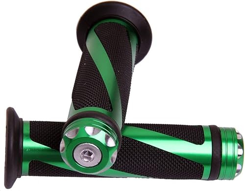 Puños de gel para manillar verdes con tapas verdes compatibles con Kawasaki Ninja ZX10 1988
