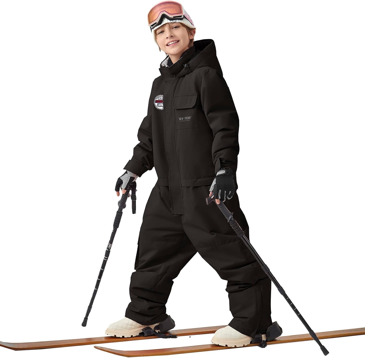 Boys/Girls One Piece Ski Suits Overalls Jumpsuit Windproof Waterproof Snowboarding Snow Suit for Kids Winter Outdoor