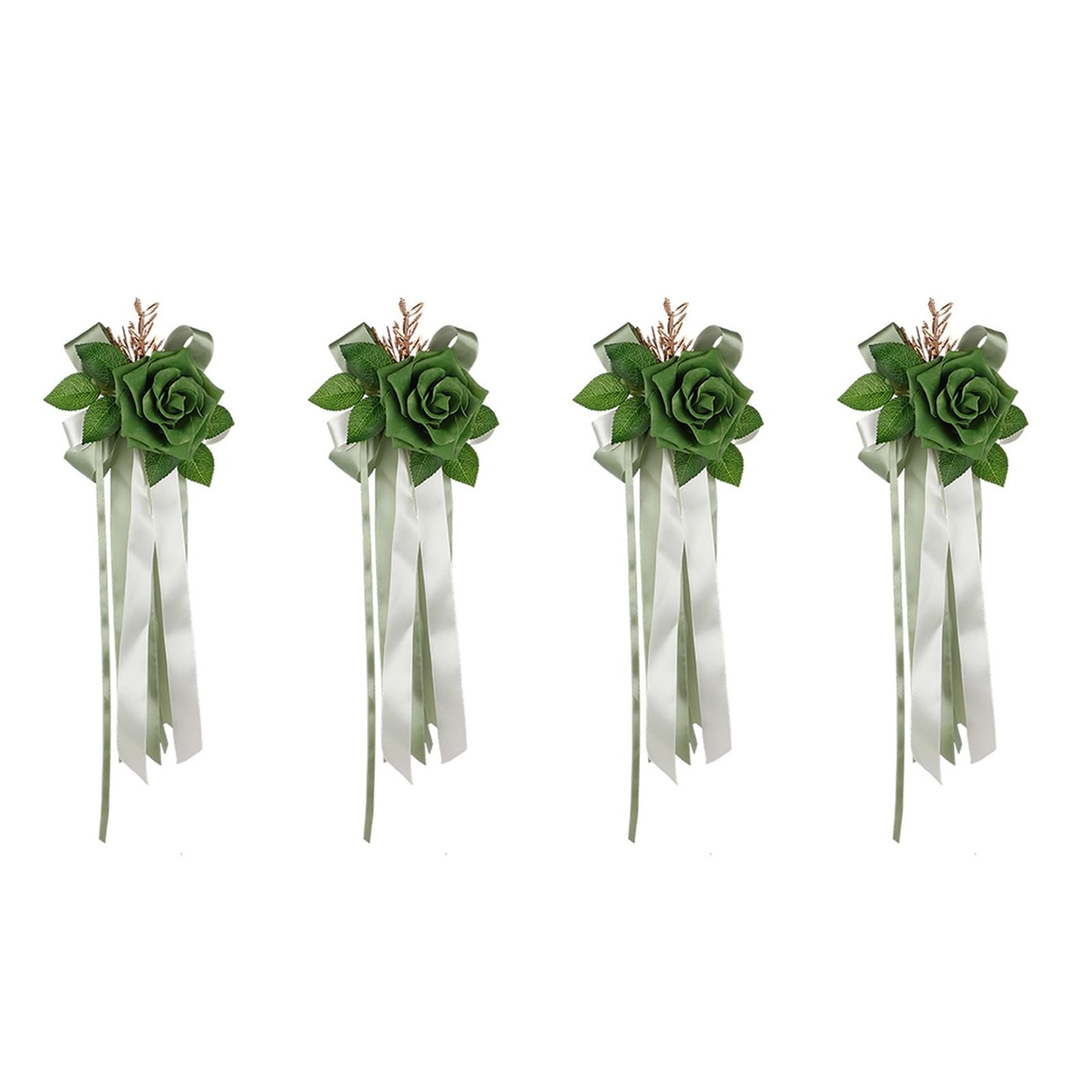 Xjdzineq 4Pcs Wedding Car Glass Floral Arrangements Artificial Silk Flower with Ribbon for Bridal Showers Party Decoration Artificial Flower Wedding Car Accessory