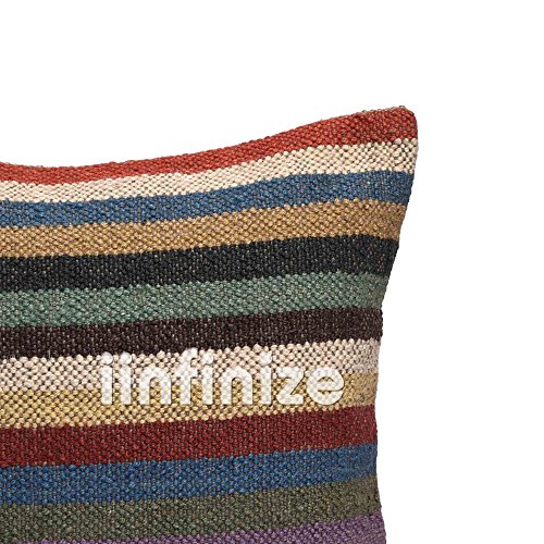 iinfinize Handgefertigter Kissenbezug für Sofa, Stuhl, Vintage-Stil, Kelim-Kissenbezug, quadratisch, Bohemian… – Bild 3
