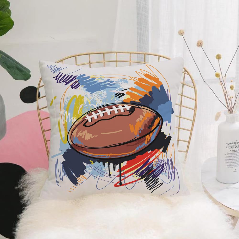 HYMSXW Cushion Cover,Throw Pillow Case Home Decorative for Living Room Bedroom Sofa Chair 20X20 Inch,drawing American football illustration, artistic sketch of American football, d,Pillowcase 50X50cm