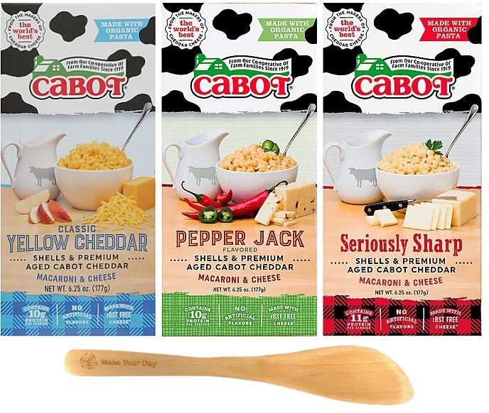 Cabot Macaroni & Cheese, Classic Yellow Cheddar, Pepper Jack, and Seriously Sharp, 6.25 Ounce