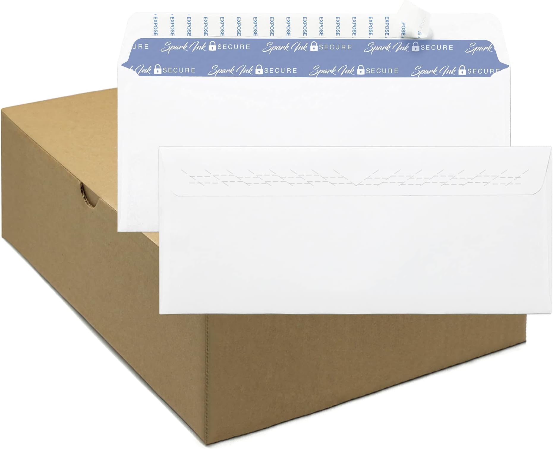 500 Count Security Envelopes No.10, Self-Seal, Plain Standard Size Business Envelopes 4-1/8 x 9-1/2 Inch, Self Stick Blank White Envelopes, Peel & Seal, Quality 24 lb Paper (Non-Window)