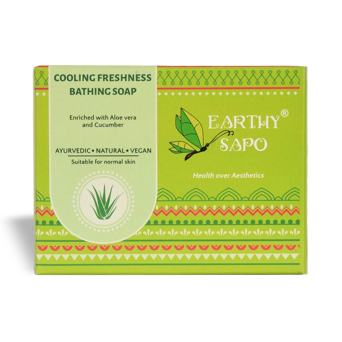 Earthy Sapo Handmade Cooling Freshness Bathing Soap (alovera, cucumber soap), 100g