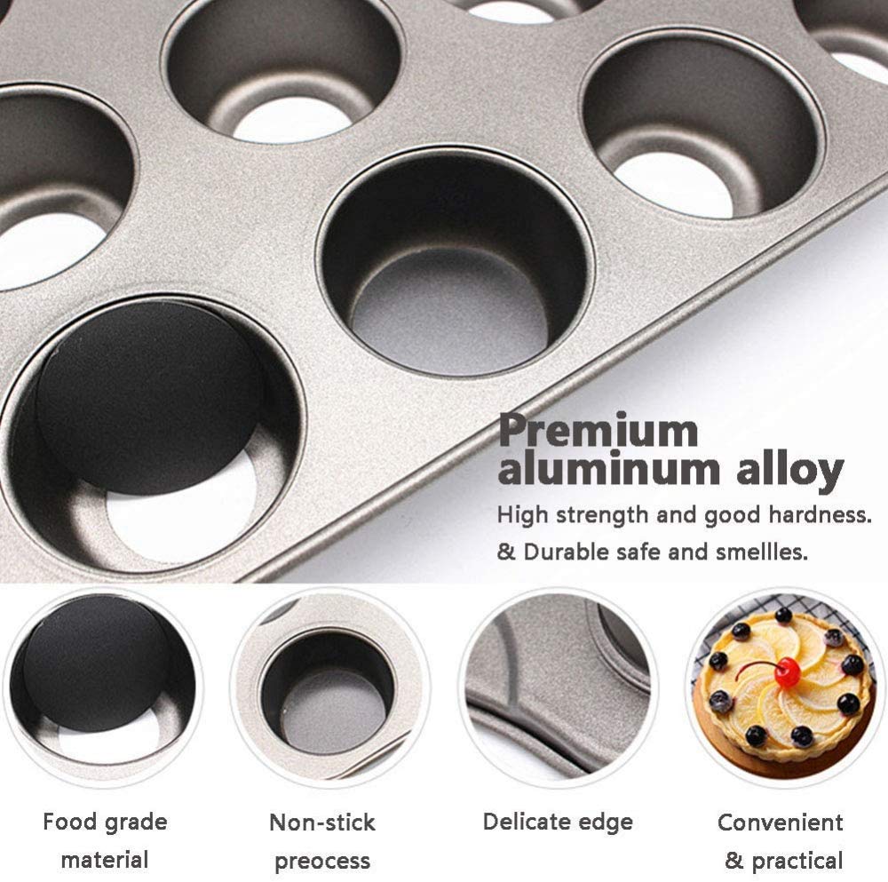 Mini-Muffinform Pflaumenblüten-Design – 12 Löcher, Antihaftbeschichtet, Karbonstahl, Abnehmbarer Boden