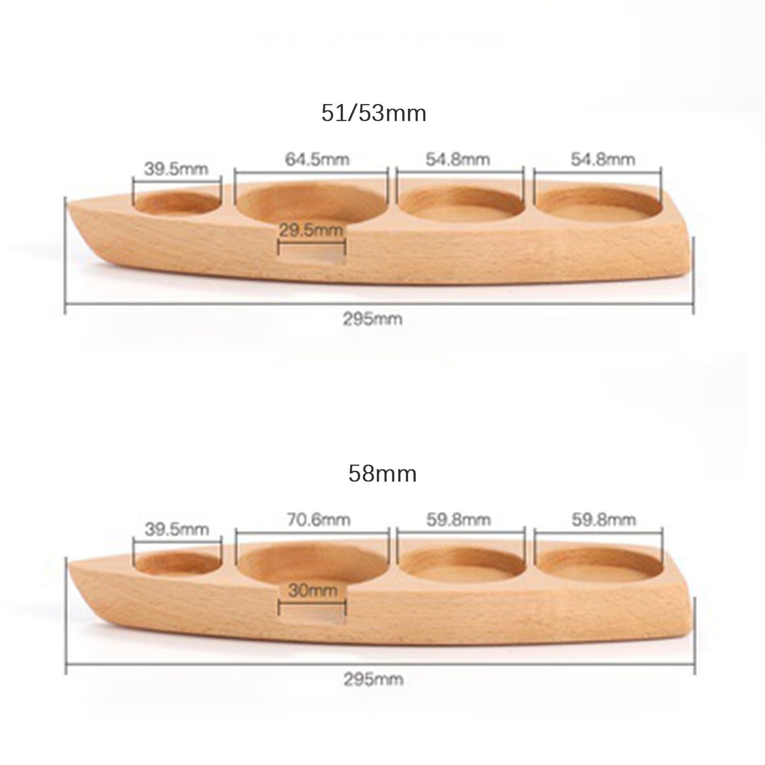 Kaffeetamperstation aus Holz, 4-Loch-Espressohalter, Premium-Kaffeetamperbasis für Baristas und den Heimgebrauch, kompatibel mit 58-mm-Filtern