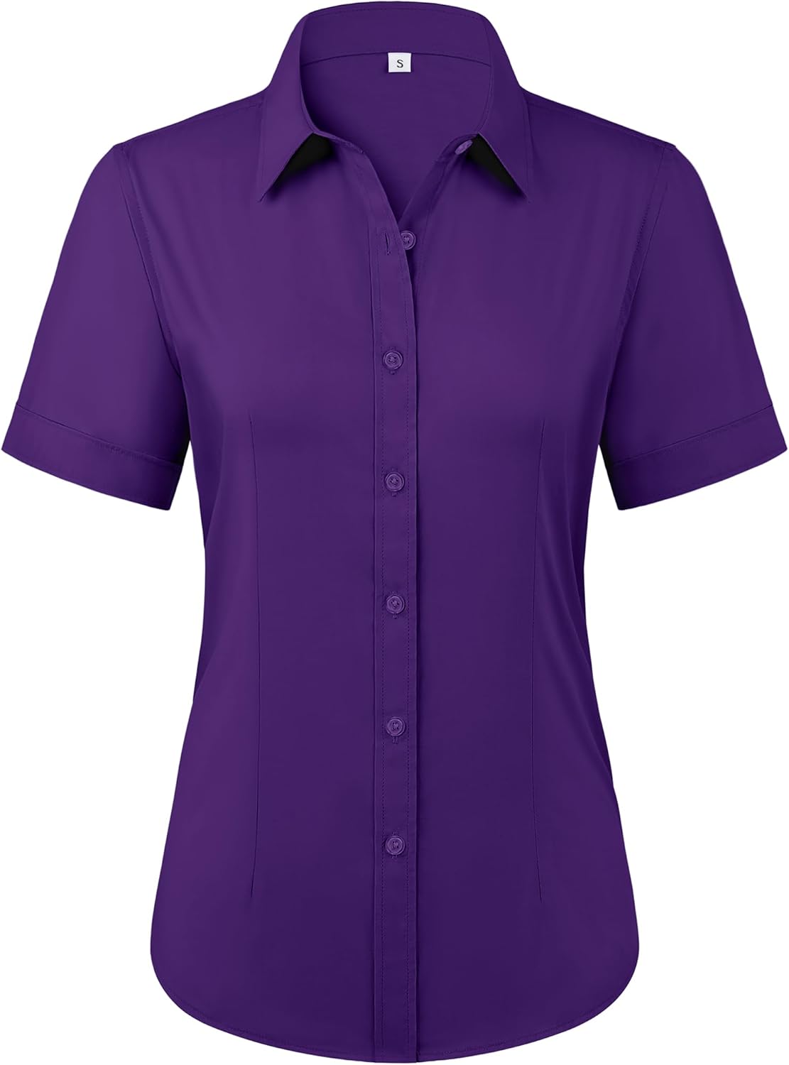 siliteelon Womens Stain Shield Dress Shirts Wrinkle Free Short Sleeve Solid Tops Blouses Button Down Shirts