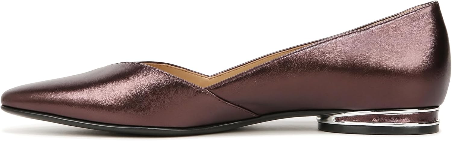 Naturalizer Womens Havana Pointed Toe Slip On Dress Ballet Flat Cabernet Sauvignon Red Metallic Leather 6 M