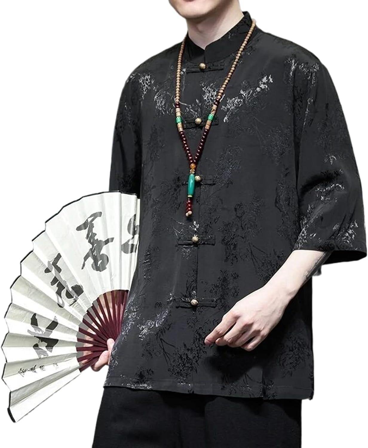 Chinese Style Men's Summer Shirts for Men Ice Silk Short Sleeve Men Tang Suit Hanfu Shirt