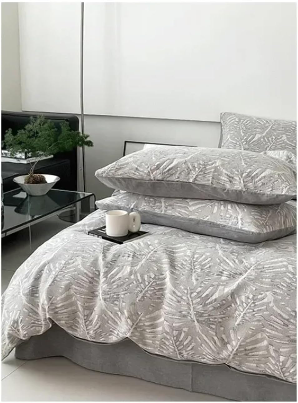 Three Layer Yarn Four Piece Set 100 Cotton Cotton Gauze Bed Sheet, Quilt Cover, Fitted Sheet, Retro Bedding,Bed