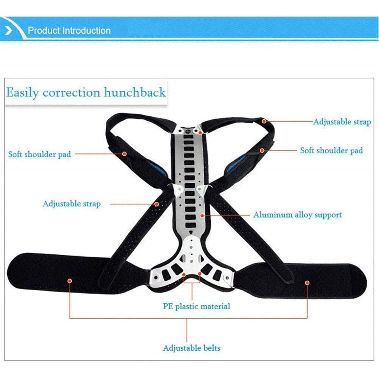 Orthèse Lombaire avec Sangles De Soutien Dorsal Complètes, Support De Correction Dorsale pour Soulager Les Douleurs du Haut Et du Bas du Dos, pour Hommes Et Femmes Adultes,L