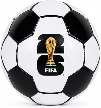 World FIFA Cup Size 5 Soccer Ball, Waterproof PU Leather Training & Match Ball, Gift for Soccer Fans, Adults/Youth Classic Black White