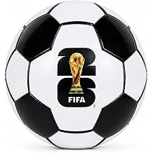 FIFA 2026 World Cup Size 5 Soccer Ball, Waterproof PU Leather Training & Match Ball, Gift for Soccer Fans, Adults/Youth Classic Black White