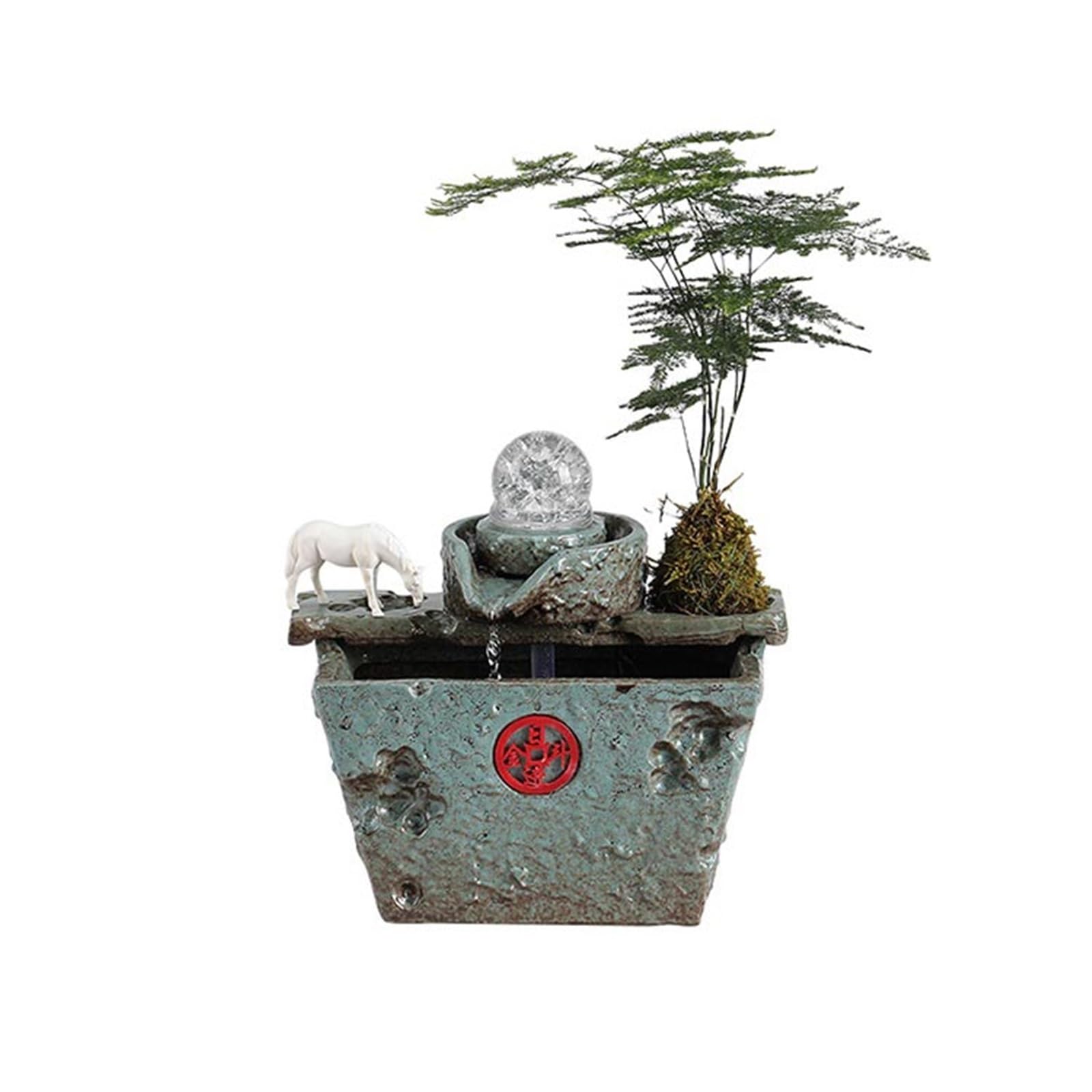 Water Feature Indoor Tabletop Fountains With Feng Shui Ball Ceramic Jar with Flowing Water Ornaments Indoor Fountains