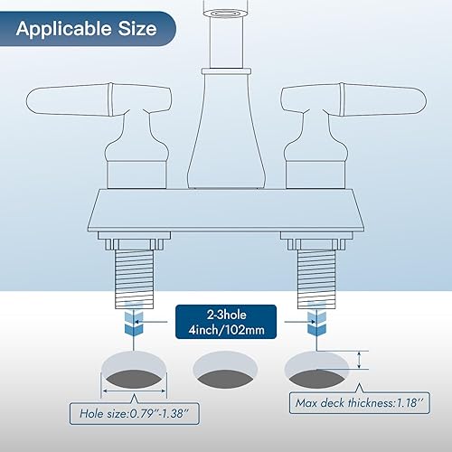 Miniatura 3 de Cinwiny Centerset - Grifo de lavabo de baño de 4 pulgadas, dorado cepillado, 2 asas, boquilla giratoria de 360, grifo mezclador de lavabo con