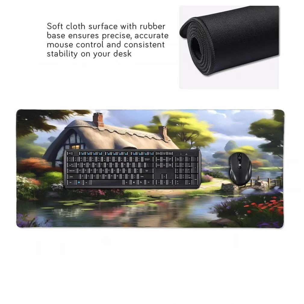 Tappetino Mouse XXL 1000x500mm Casa da Favola Grande Mouse Pad, Tappetino Scrivania con Bordi Cuciti, Grande Mousepad Gaming con Base Antiscivolo per Giocatori, Ufficio e Casa (Fiume) -MP1550