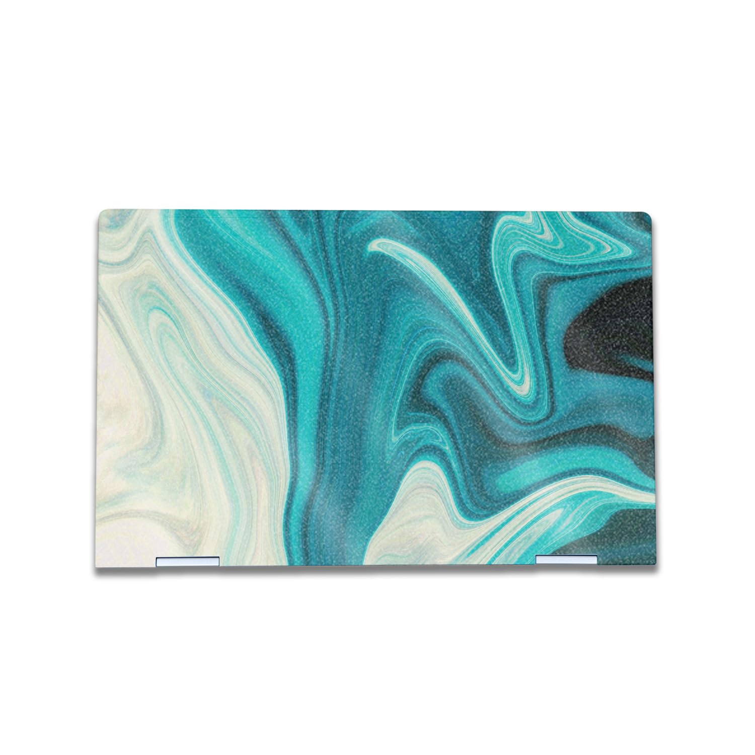 Glossy Glitter Laptop Skin Compatible with HP Envy x360 15” (2023) - Aqua Swirl - Premium 3M Vinyl Protective Wrap Decal Cover - Easy to Apply | Crafted in The USA by MightySkins