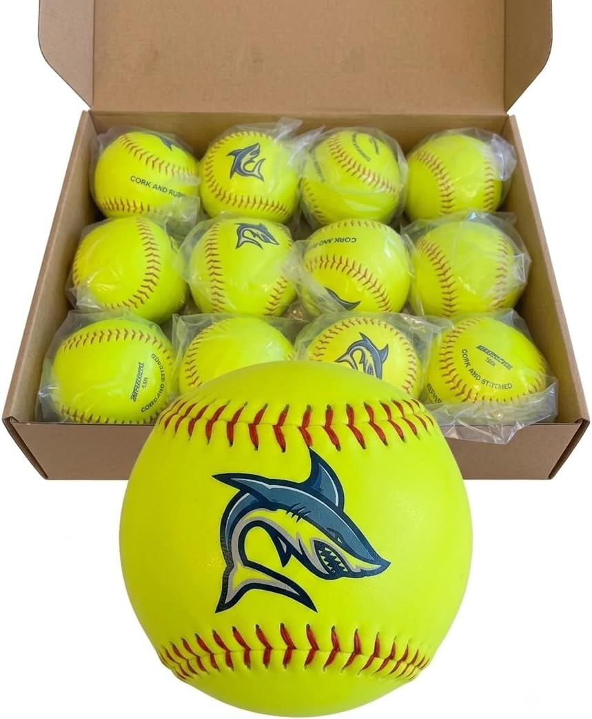 Yellow Softballs, 12-inch Hand Stitched Easy Grip Durable Softballs for Fastpitch, Slowpitch, Playing, Training, Batting Practice. Great for Coaches & Teams, 12 Pack