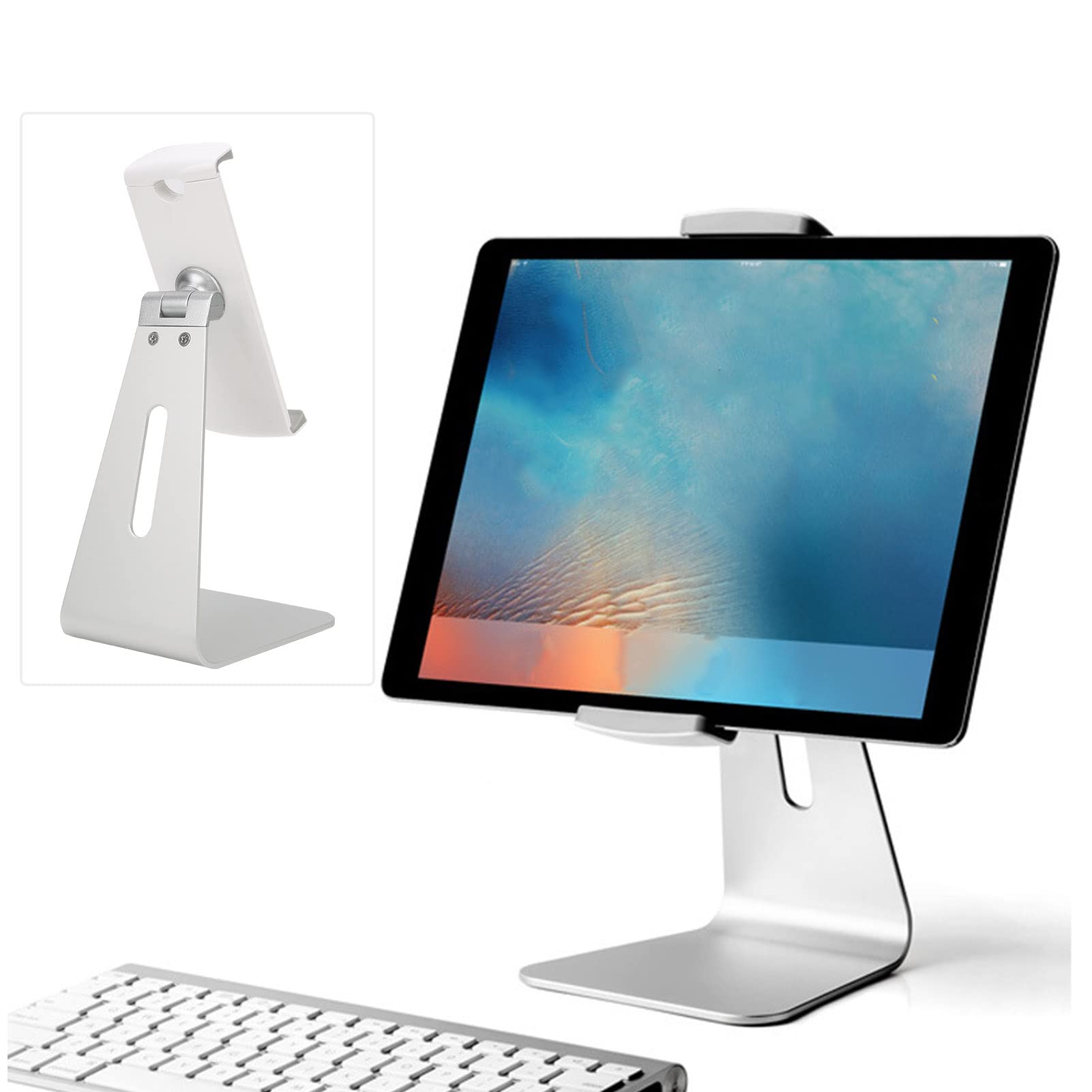 Supporto per telefono cellulare Staffa per tablet PC argento Telaio di supporto girevole regolabile in lega di alluminio per ufficio