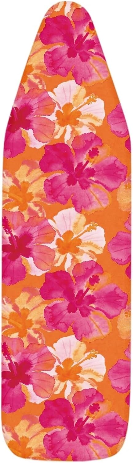 Flowers Ironing Board Cover,16"x55" Standard Ironing Board Cover with Elastic Edge and Hook and Loop Fasteners, Scorch & Stain Resistant, Polyester Home Ironing Board Covers, Trendy Floral Sketch