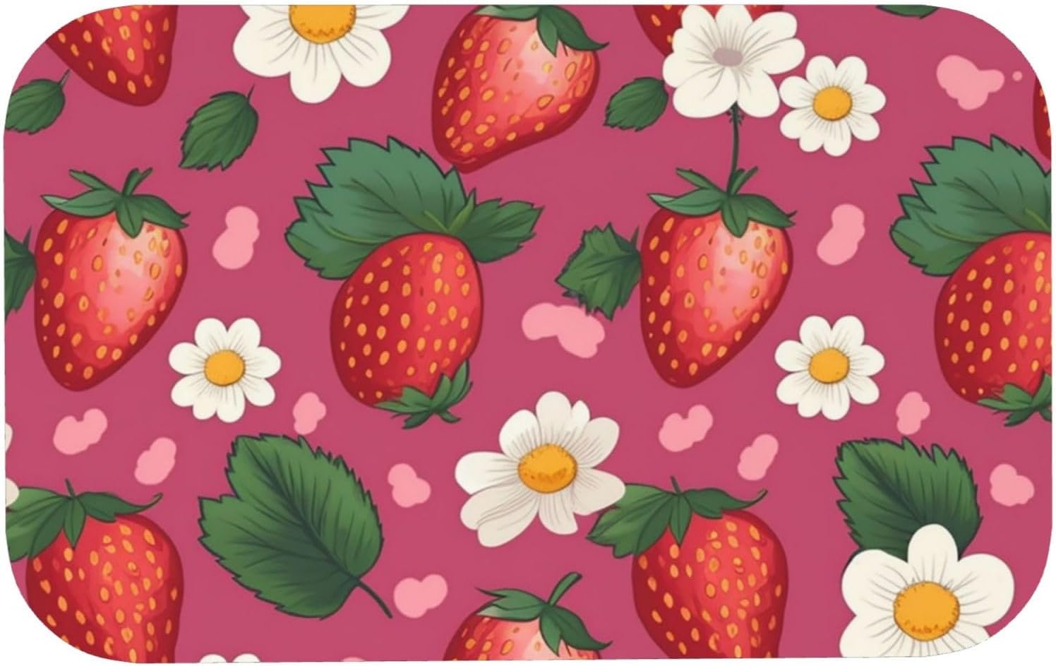 Stone Bath Mats Pink Strawberry Diatomaceous Earth Bath Mat Super Absorbent Bathroom Floor Mat Quick Drying Diatomite Shower Mat for Shower Bathtub Bathroom Accessory 19.7x31.5in