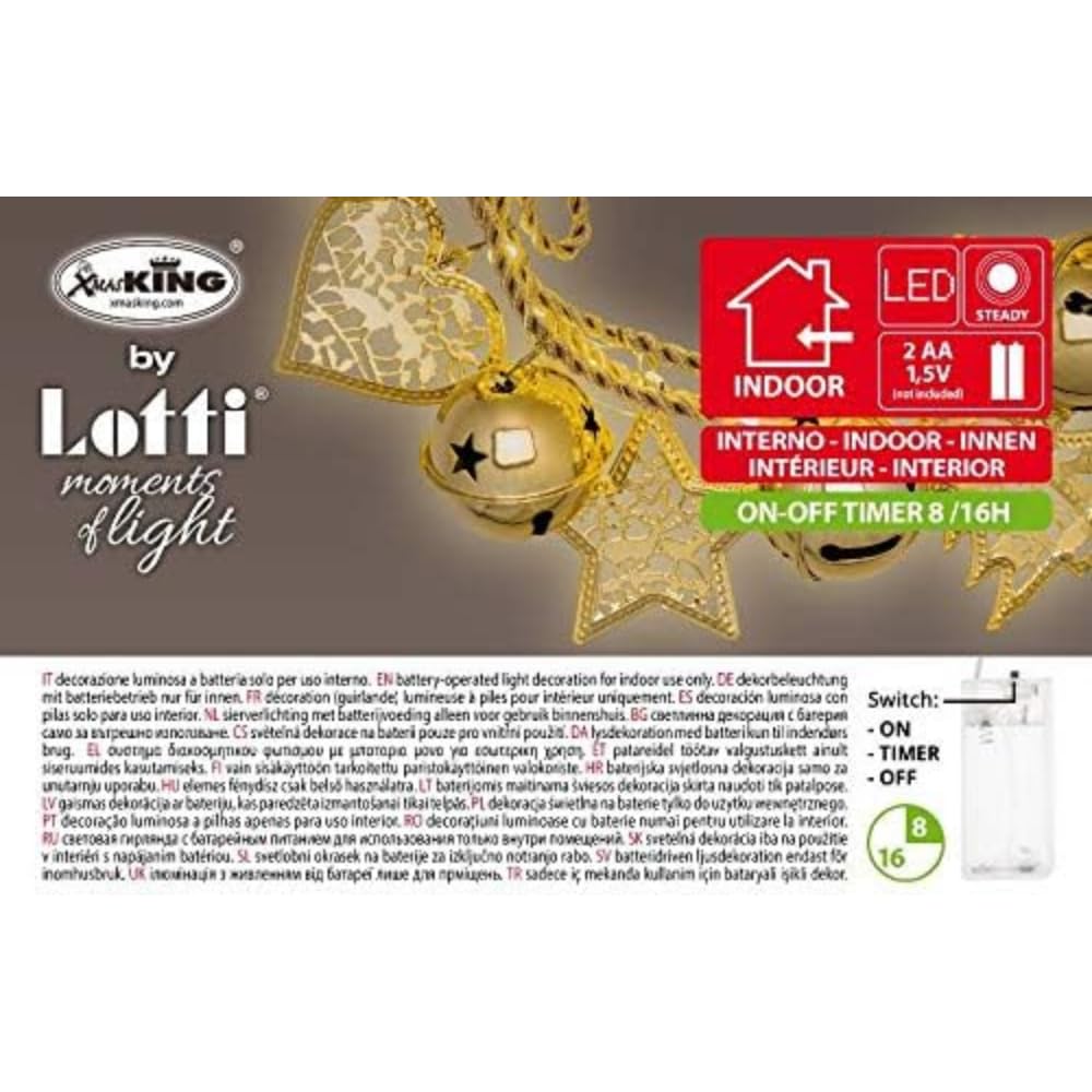 Lotti Decoration Chain Gold Bells Diameter 50 mm And Stars Trees Hearts 36, Multicoloured, 8024199049970