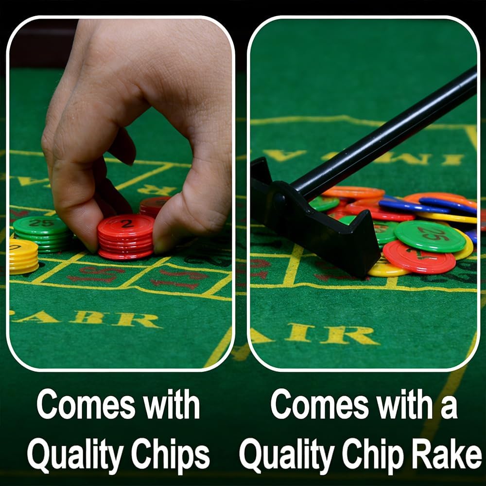 Layver Roulette Wheel Game Set, Includes 10" Roulette Wheel, 60Chips, 2Balls and Chip Rake, Perfect for Parties and Holidays, Get for a Fun Casino Night