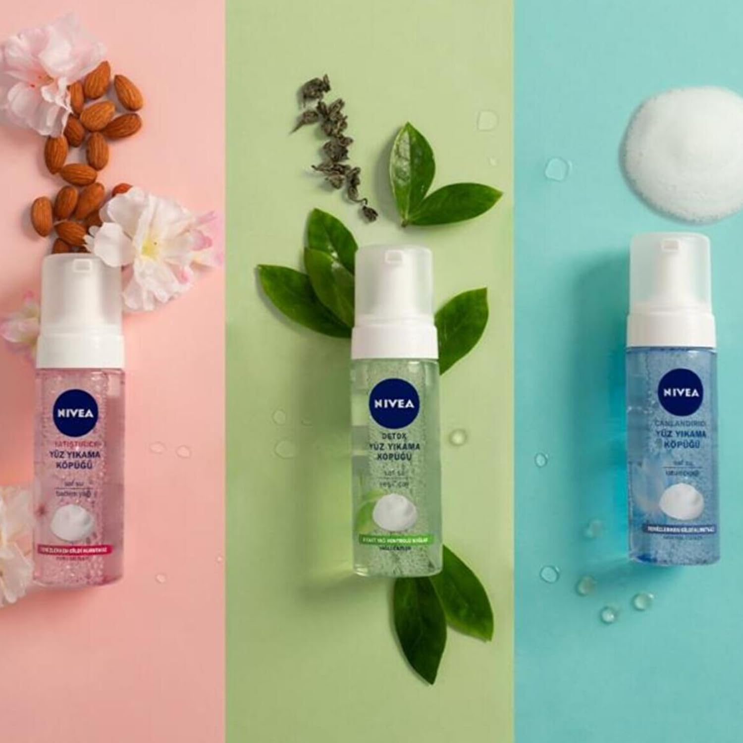 Nivea Yüz Yıkama Köpüğü Yatıştırıcı Kuru/Hassas Ciltler, Derinlemesine Yüz Temizleme, Doğal Badem Yağı, 150mlx2
