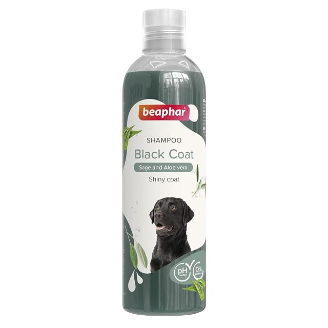 Beaphar Champú Perros Pelo Negro 250ml - Extractos Naturales de Aloe Vera y Salvia