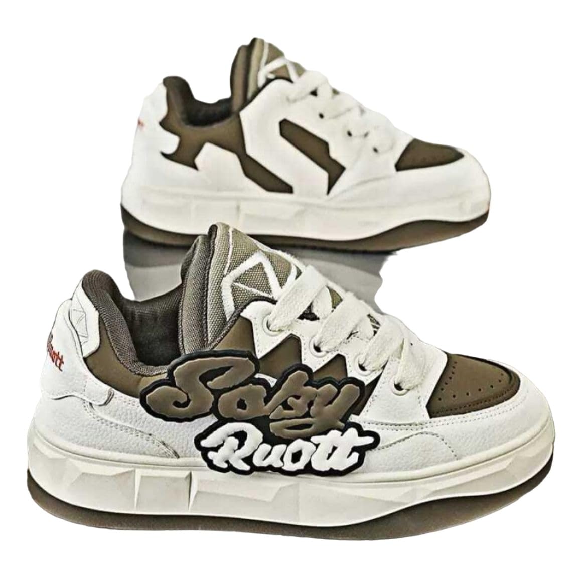 COMMANDER RULING FEETS Sneaker Shoes for Men - White & Mocha (1203_White_Mocha) | Size 8 - UK/Indian | Classy Shoes for Him (B0DCFDT7Y2) Amazon Price History, Amazon Price Tracker