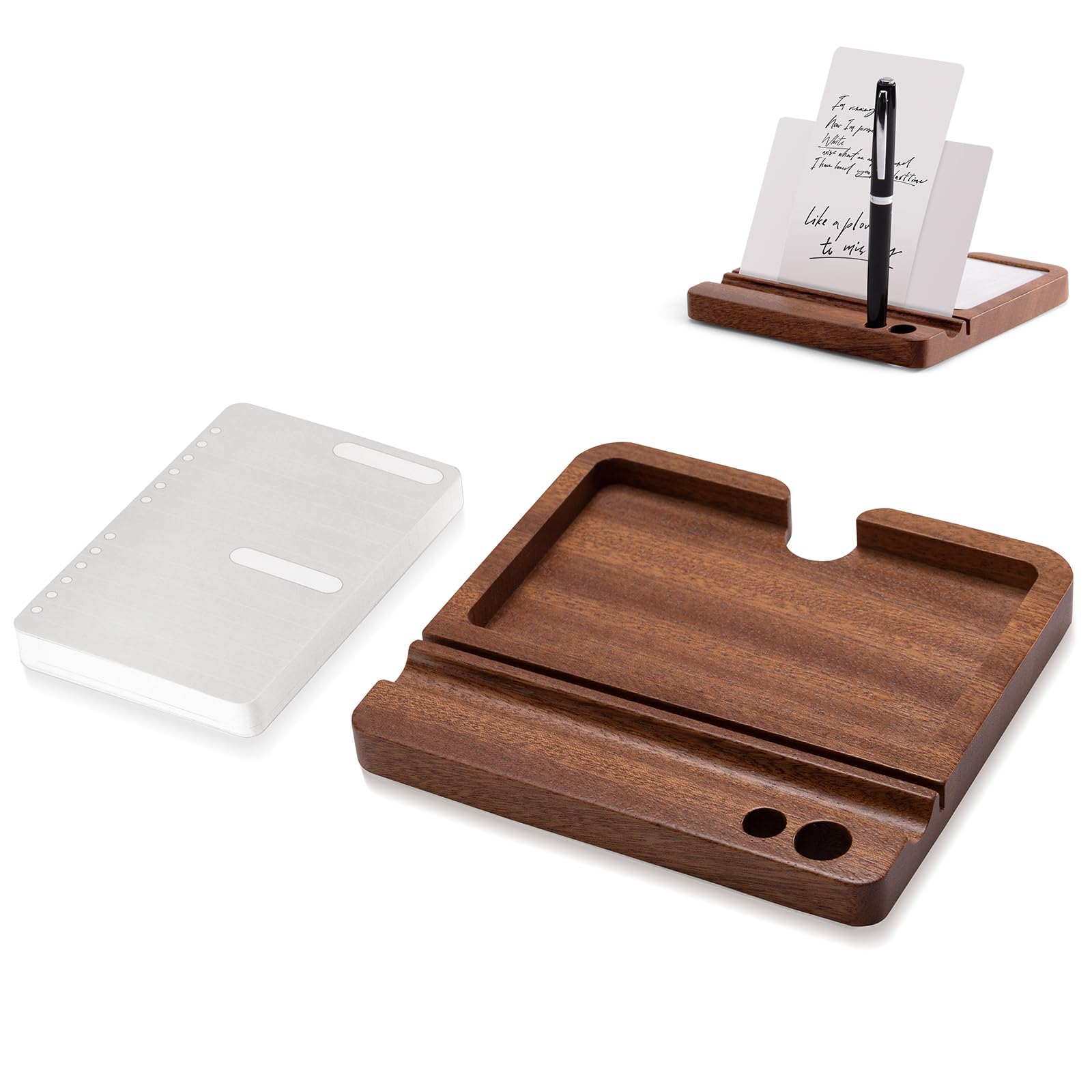 Daily To Do List Planner, Daily ToDo Checklist Cards and black Walnut Stand,50 Checklist Cards-Perfect NotePads for Work Desk or School，Productivity System Planners Notebook for Office Accessories