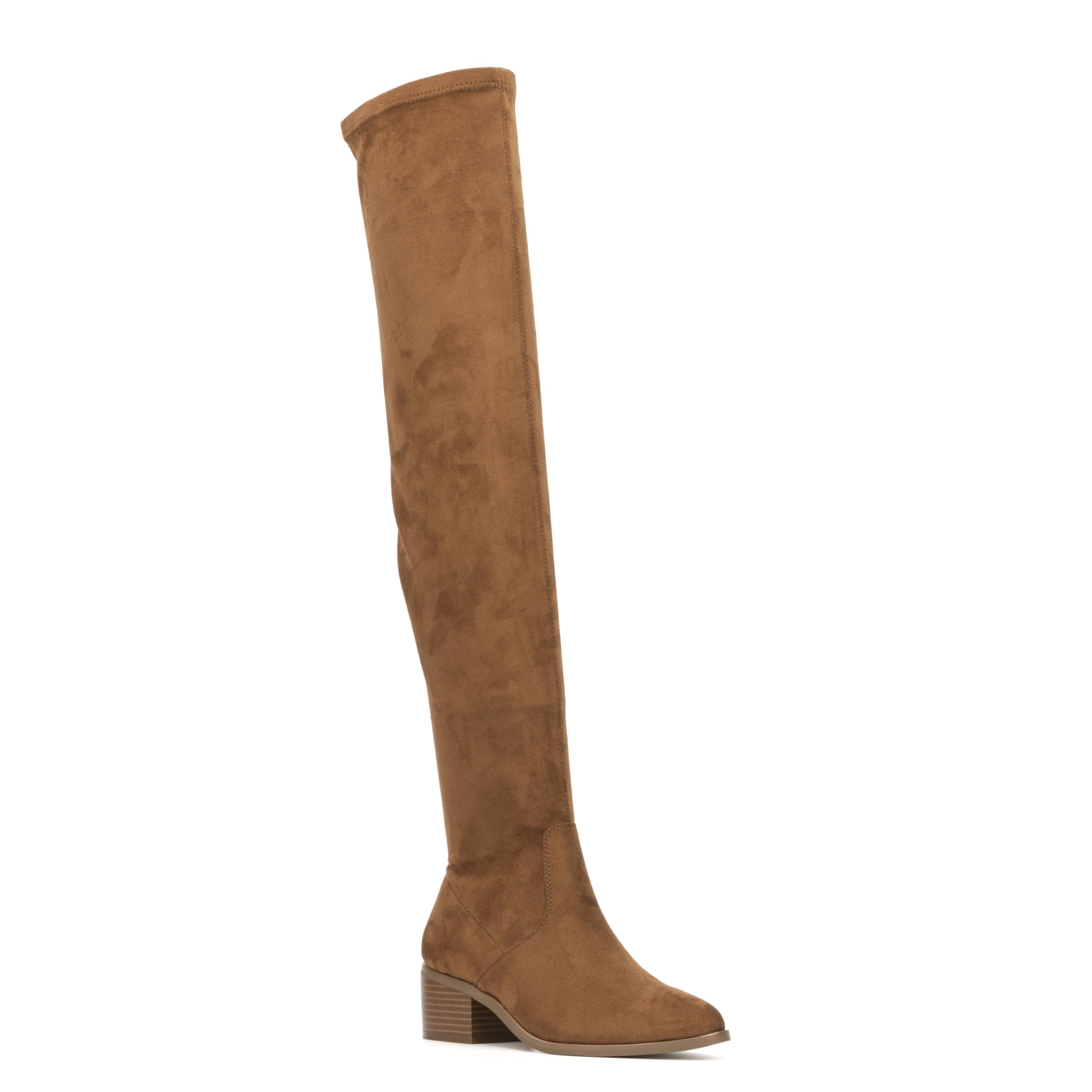 NY C Womens Rana Tall Boot Thigh High Round Boots Fabric Lining Block Heel Rubber Outsole