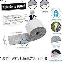 Vista 2 de Almohadillas de muebles para suelos de madera dura de 1/5 x 51 x 2 pulgadas, rollo de fieltro mecedor, tira autoadhesiva, almohadillas suaves