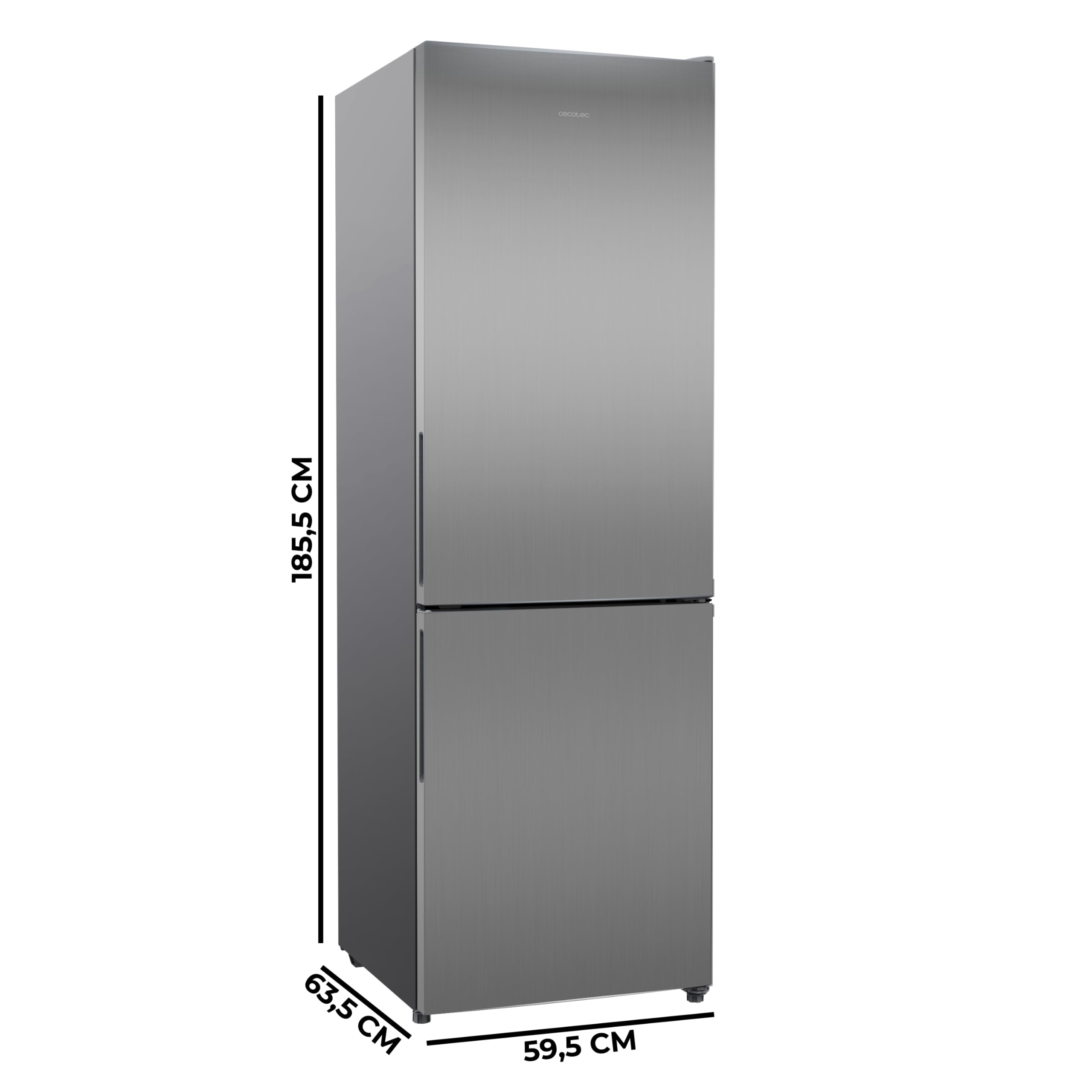 Cecotec Frigorífico Combi 322L Bolero CoolMarket Combi 322i Inox D. 185,5cm de Alto, 59,5cm de Ancho, Tecnología Multi Airflow, HumidityFlex HUB, LED Interior