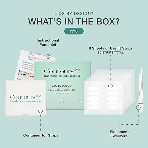 Miniatura 6 de Contours Rx Tapas por diseño - Tiras de elevación de párpados no quirúrgicas e invisibles - para una apariencia más juvenil, remodelar y definir con