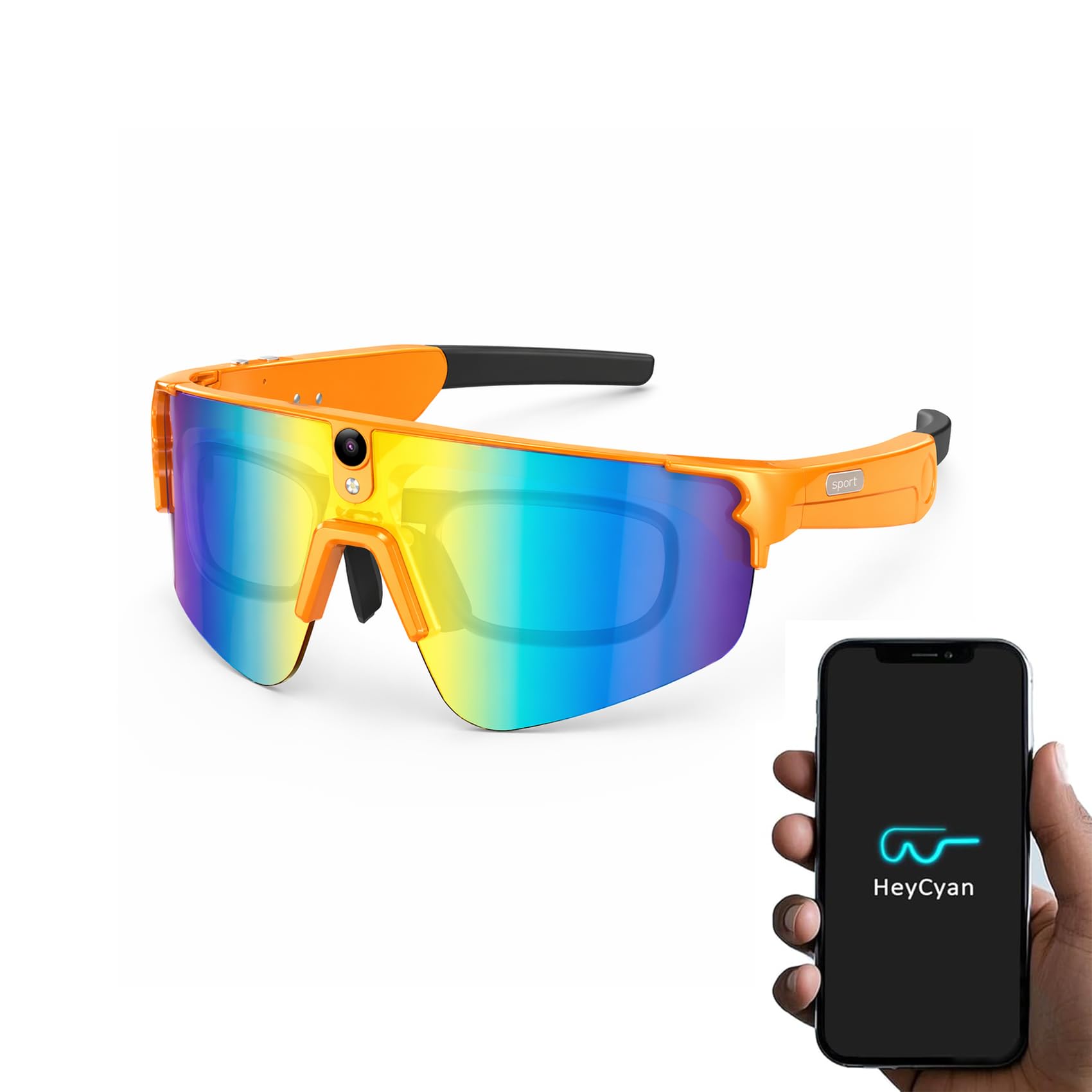 SINOTE'CA Occhiali Smart AI per Ciclismo, Smart Glasses con Fotocamera 8MP, Video HD, Stabilizzazione a 6 Assi, WiFi, Bluetooth 5.4, Audio Open-Ear, Traduzione in Tempo Reale, UV400, Uomo Donna