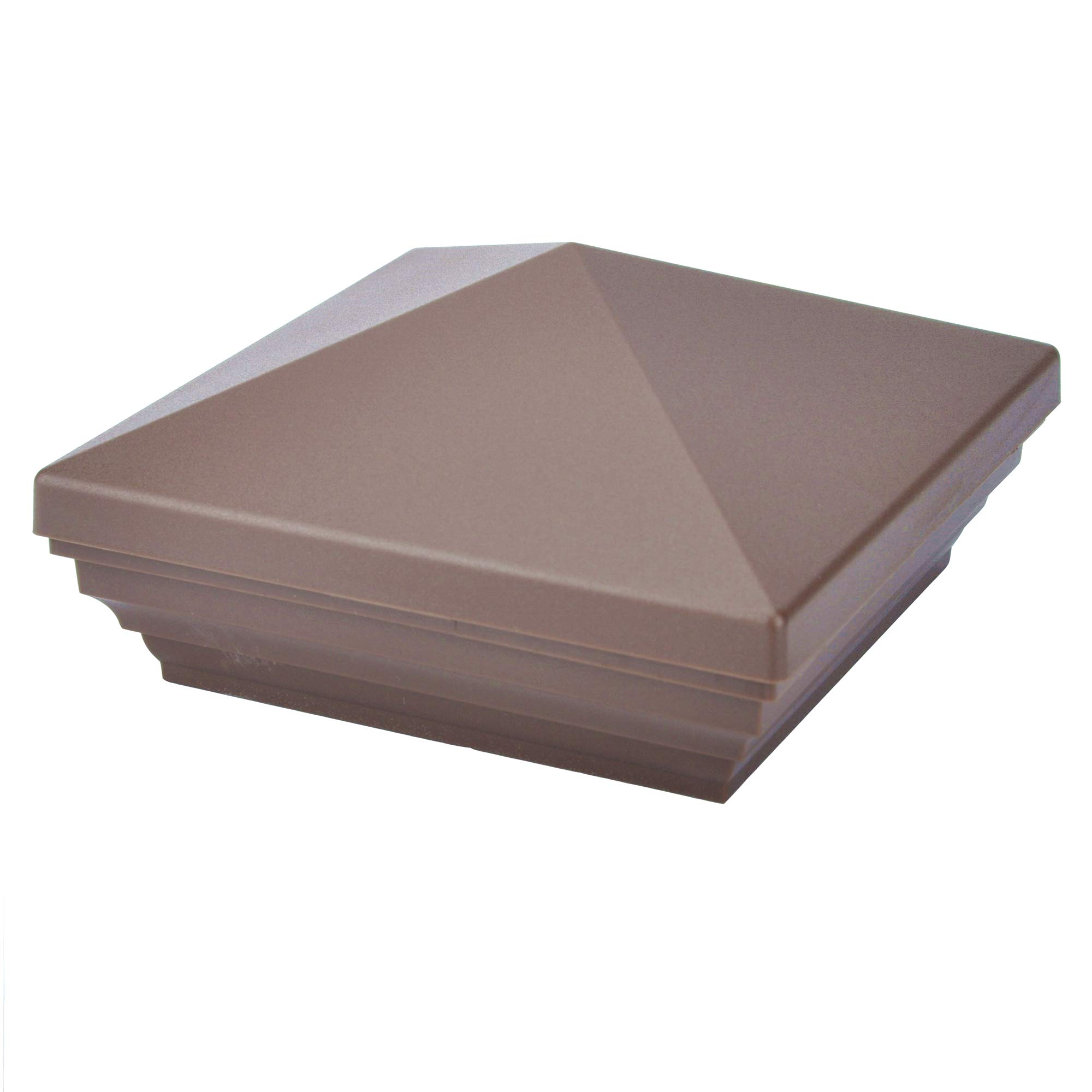 Myard Screw-Free Universal Fence Pyramid Top Cap fits Post 4 x 4 Inches (Actual Post Size 3.5 x 3.5) Porch, Handrail, Railing, Fence (Qty 1, Walnut)