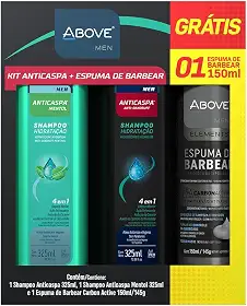 Above Kit Shampoo Anticaspas Fresh e Mentol 325Ml+ Espuma De Barba Carvao 150Ml