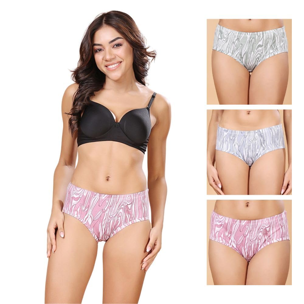 Women's High Coverage Cotton Hipster Panties with Inner-Elastic Waistband & Stay Fresh (Pack of 3, Colors & Prints May Vary)-image-9