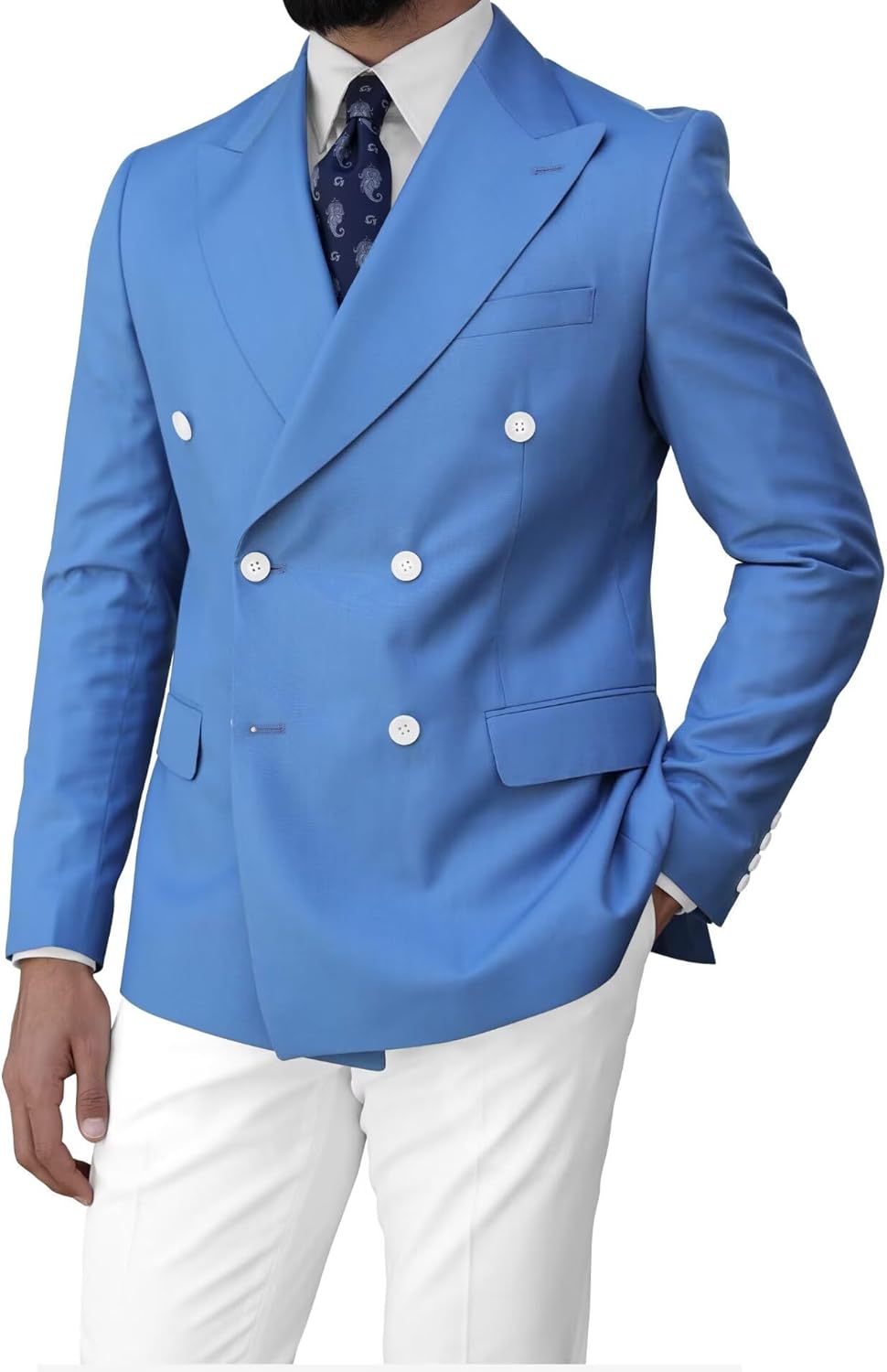 Mens Double Breasted Blazer and Sport Coats Slim Fit Sport Coat Business Wedding Casual Party Tux