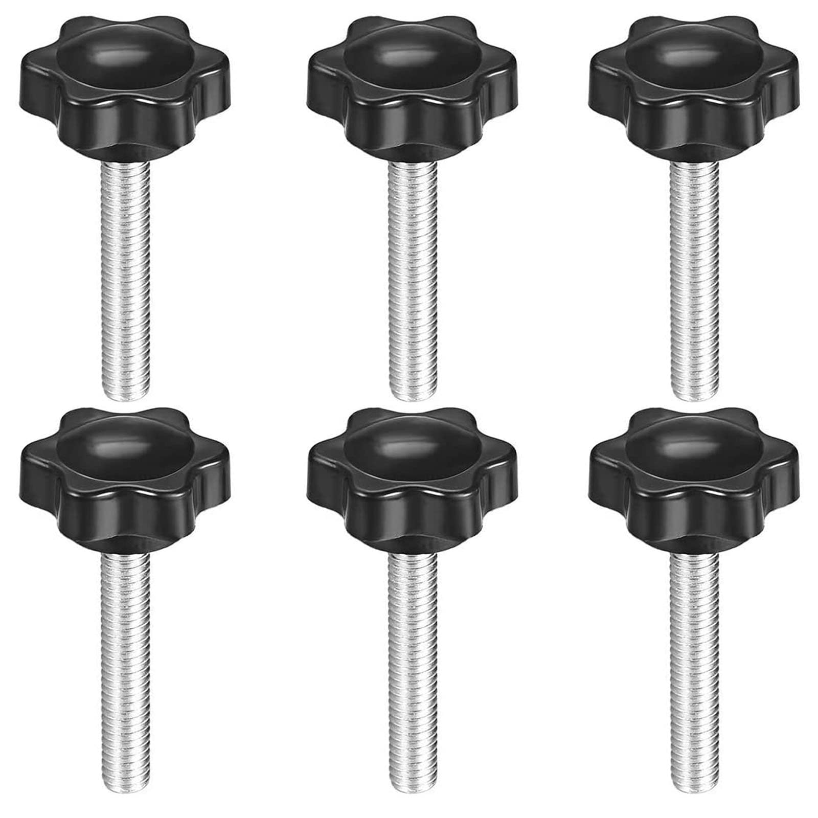 Ta-Vigor Men's 6 Pcs Plum Hex Shaped Clamping Screw Knob, 32Mm Dia M6 X 40Mm Plastic Head Clamping Knob Handle Thread Thumb Screw