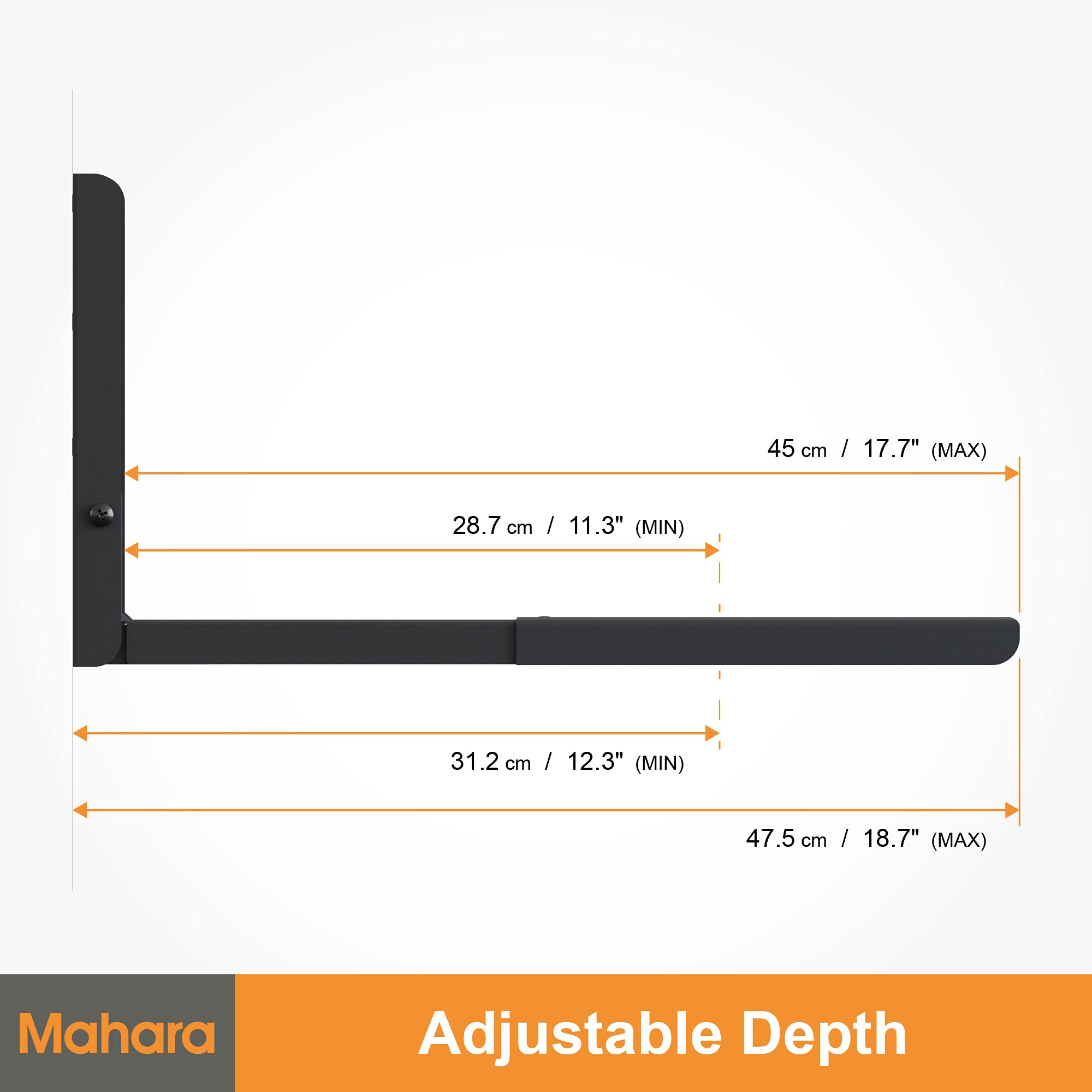 Mahara Soporte de Pared para Microndas, Produndidad Ajustable (287 - 450mm), Peso maximo 45 KG, Negro