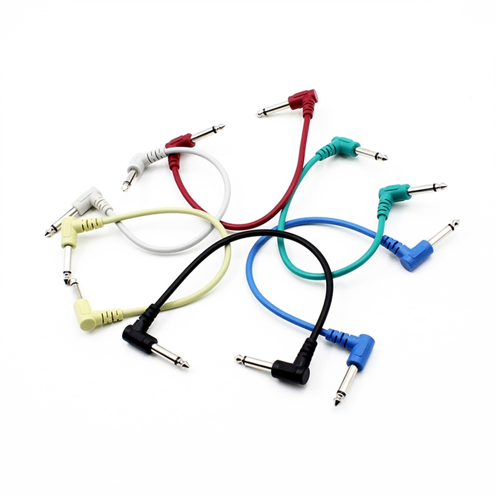 akcesoria do gitary 6 Szt. Kabel Krosowy Gitarowy 6.35mm Wtyczka Kątowa Bez Szumów Kabel Ekranowany Do Pedałów Efektów Gitarowych