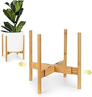 Vista 10 de Fox & Fern Soporte Grande Ajustable para Plantas de Interior — 11 a 15 Pulgadas, Soporte Premium de Bambú Estilo Moderno de Mediados del Siglo