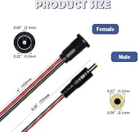 Vista 2 de 6 juegos 5,5 x 2,1 mm DC Power Jack conector hembra roscado de montaje en panel adaptador de conector de barril con tapa de cubierta OLA012